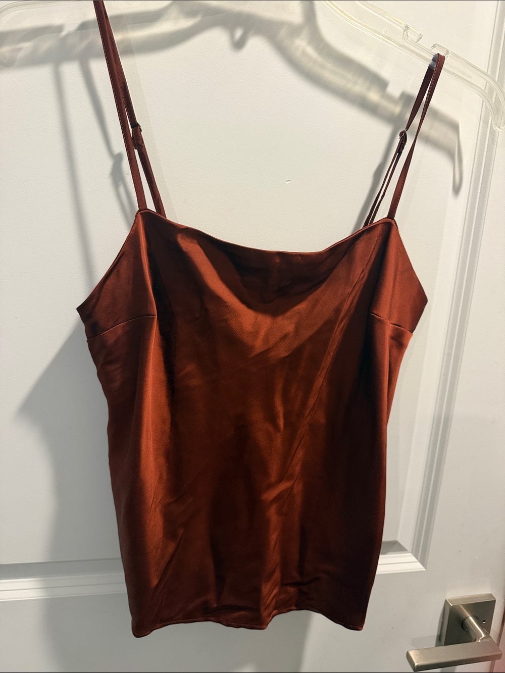 Abercrombie & Fitch Satin Cowl Cami in Rust Brown
